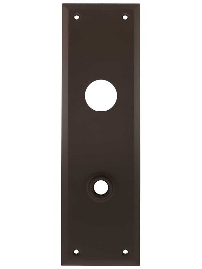 Large Stamped-Brass New York Exterior Back Plate with Cylinder Hole in Oil-Rubbed Bronze.